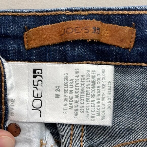 Joe's Jeans Straight Leg Rolled Cuff Faded Denim Blue Size 24 - Picture 11 of 11